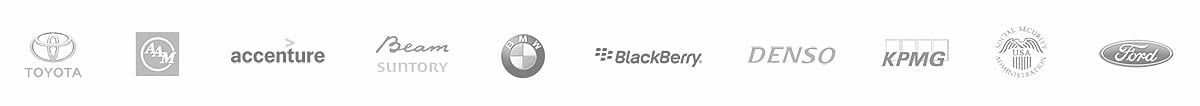 clients include Toyota, AAM, accenture, Beam Suntory, BMW, BlackBerry, DENSO, KPMG, USA Social Security Administration, Ford Motor Company